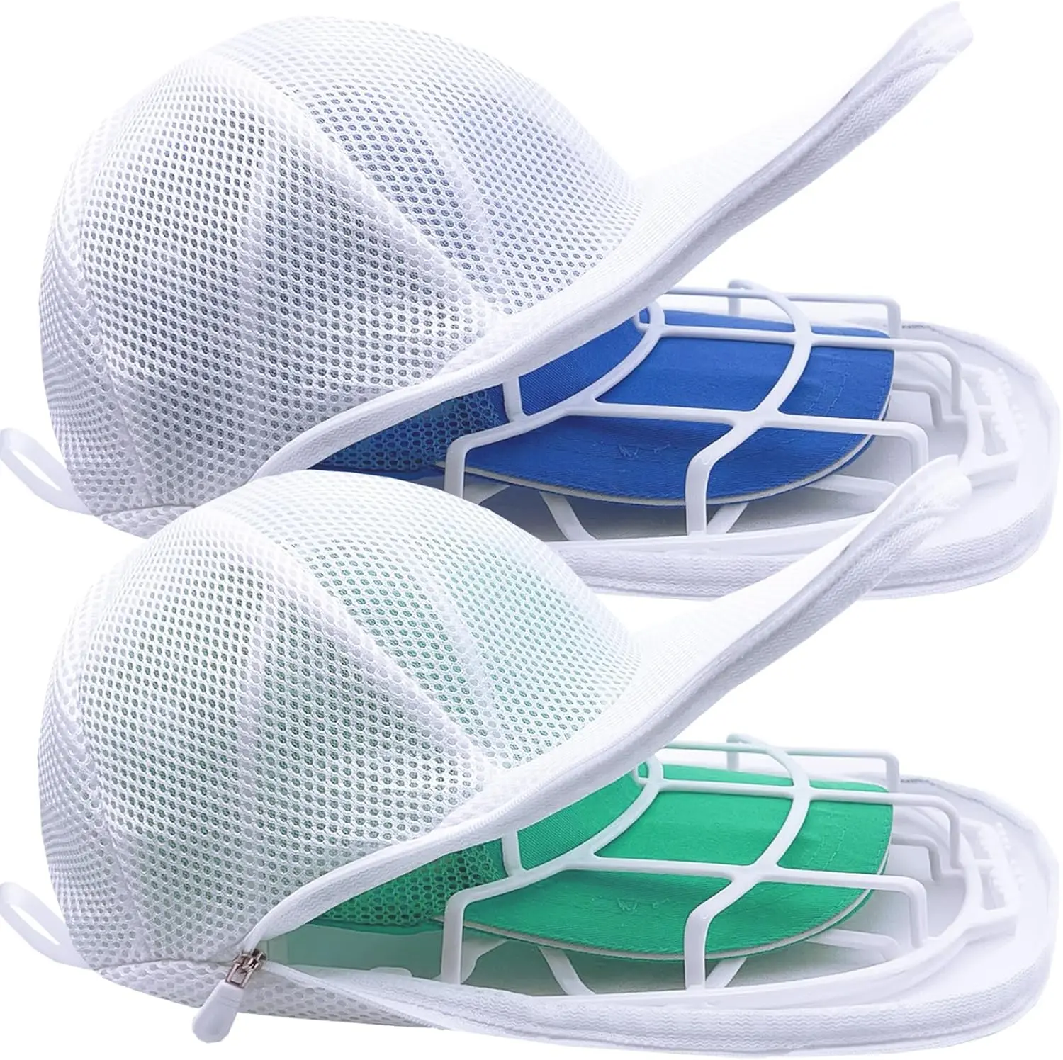 (2 Pack - White) | Baseball Cap Washer with Baseball Cap Washer with Mesh Bags, for Washing Machine or  or Dishwasher, Ball Cap Washers Frame for Flat & Curved Hats