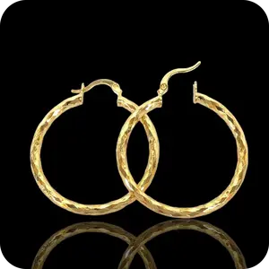 Diamond Cut Hoop 50mm - Elegant Fashion Accessory for Everyday Wear Versatile Stylish Design Ideal for Daily Use