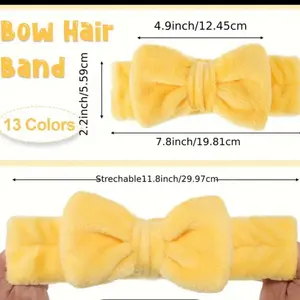 Spa Headbands -  Bow Hair Band Stretchable Soft Plush Hair Accessory for Women and Girls