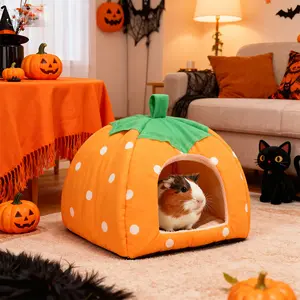 Guinea Pig Hideout with Tunnel, Fleece Hideaway, Enrichment Toys & Cage Accessories, Hamster Cage Habitat for Small Animals