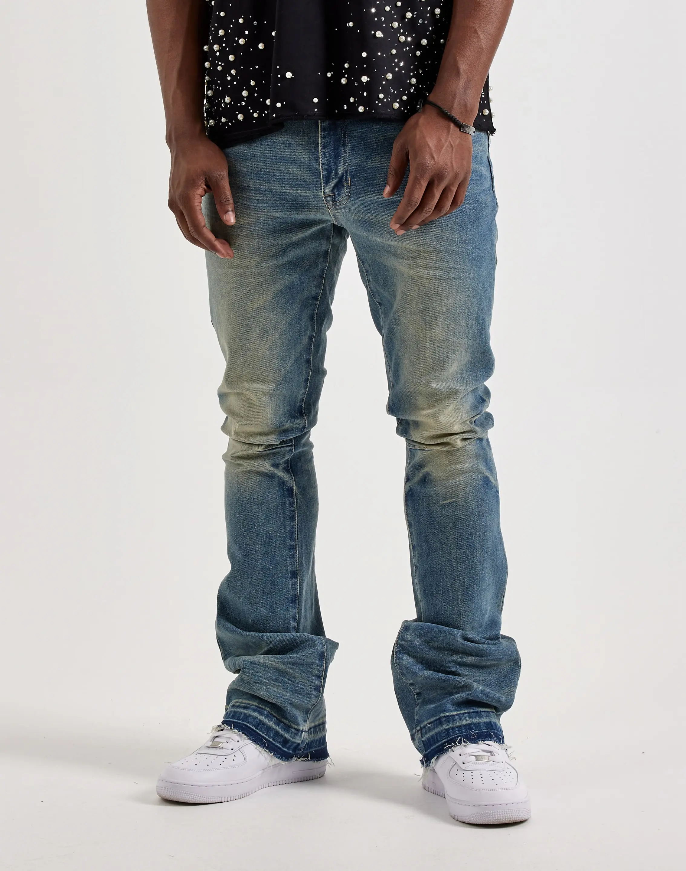 Mens Smoke Rise Stacked Denim Jeans