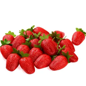 20 Pieces L Size Lifelike Red Artificial Fake Plastic Strawberries for Kitchen Party Decoration Photo Prop