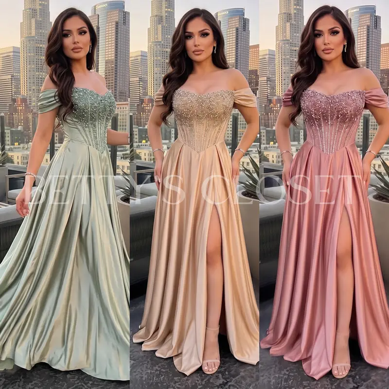 Mayve Off Shoulder A-Line Embellished Gown