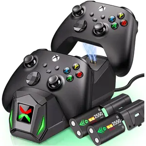 BEBONCOOL Xbox Controller Charger Station with 2x2550mAh Rechargeable Battery Packs & 4 Covers - Dual Charging Dock for Xbox One/Series X|S Controller