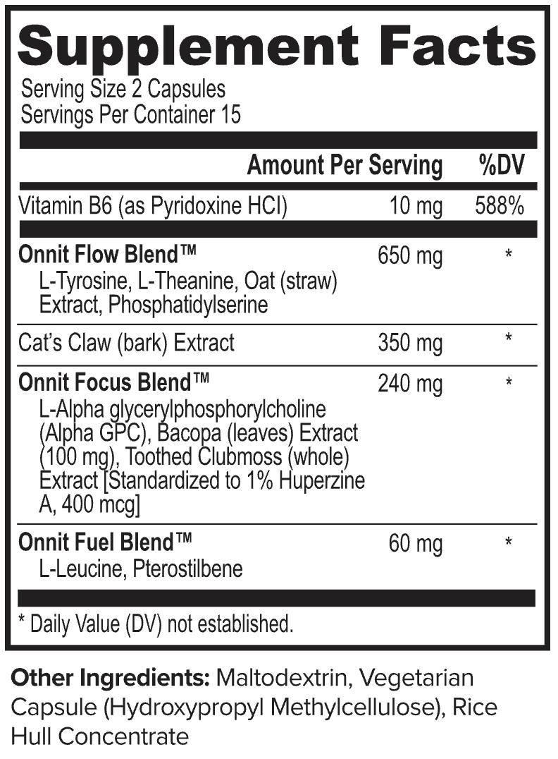 ONNIT Alpha Brain - 2 x 30ct (One Month Supply) - Premium Nootropic Brain Supplement for Men & Women - Caffeine-Free Focus Capsules for Concentration & Memory Support - Cat's Claw, Bacopa, Oat Straw