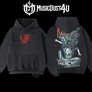 MusicDust4U Korn Coming Undone Hoodie - 100% Premium Cotton 230gsm Washed Unisex Classic Cotton hoodie Sewn for Comfort - Fabric, Apparel