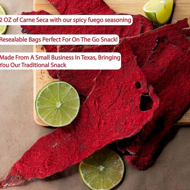 Tizon Lumbre Carne Seca - Spicy Fuego Beef Jerky Snack, Premium Mexican-Style Dried Beef, 2oz Resealable Pouch, No Added Hormones, USA Made