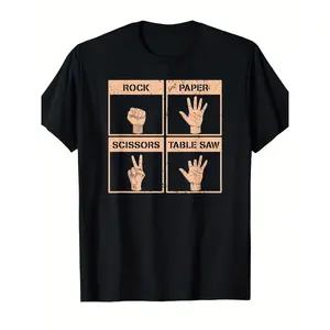 Funny Construction Worker T-Shirt - 'Rock Paper Scissors Lizard Spock' Missing Fingers Graphic Tee for Men, Comfortable Casual & Work Humor Apparel, Perfect Gift for Builders & Craftmen