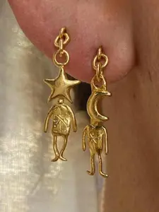 Vintage Star Moon Earrings, Simple Creative Personalized Women's Party Vacation Metal Earrings, Fashionable Jewelry Accessories, Retro Design Ear Studs  Valentine's Day Mother's Day, Anniversary Gift Daily Vacation Gift From A Best Friend