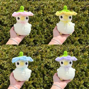 Hand-crocheted flower ducks