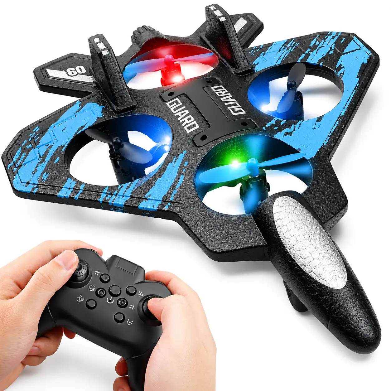 Remote Control Flying Aircraft Toy for Kids, Foam RC Plane with Color Lights, Vertical Takeoff Landing, Stable Hover & Easy Control, Indoor Outdoor Gift