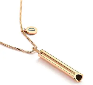 Breathing Necklace for Women and Men with Initial Pendant and Anti Vape Metal Straw, Breathing Necklace for Anxiety Relief Items, Gift for Loves One