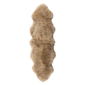 Long Wool Sheepskin Premium Double Rug: Beige