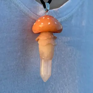 Blushing Button mushroom necklace