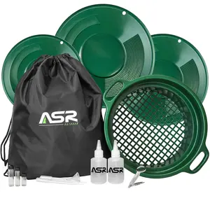 ASR Outdoor 14pc Portable Gold Panning Kit with Deep Stack Classifier Screen and Drawstring Backpack for Gold Prospecting Equipment