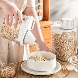 Best Seller Large Capacity 2pcs 2300ml Clear Airtight Dry Food Storage Containers with Pour Spout BPA Free Cereal Dispenser for Rice Flour Oats Beans Grains Moisture Proof Pest Resistant Kitchen Pantry Canisters for Home RV Camping Flour Sugar Apartment