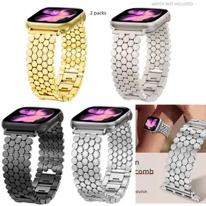 Suitable for Apple Watch Band, women's 41/40/38/44/45/46/49/42mm, beautiful honeycomb adjustable metal designer elegant wristband, suitable for iWatch series 11 10 9 8 7 6 5 4 3 2 1 Ultra3 SE3 metal bracelet strap Smart Watch Strap