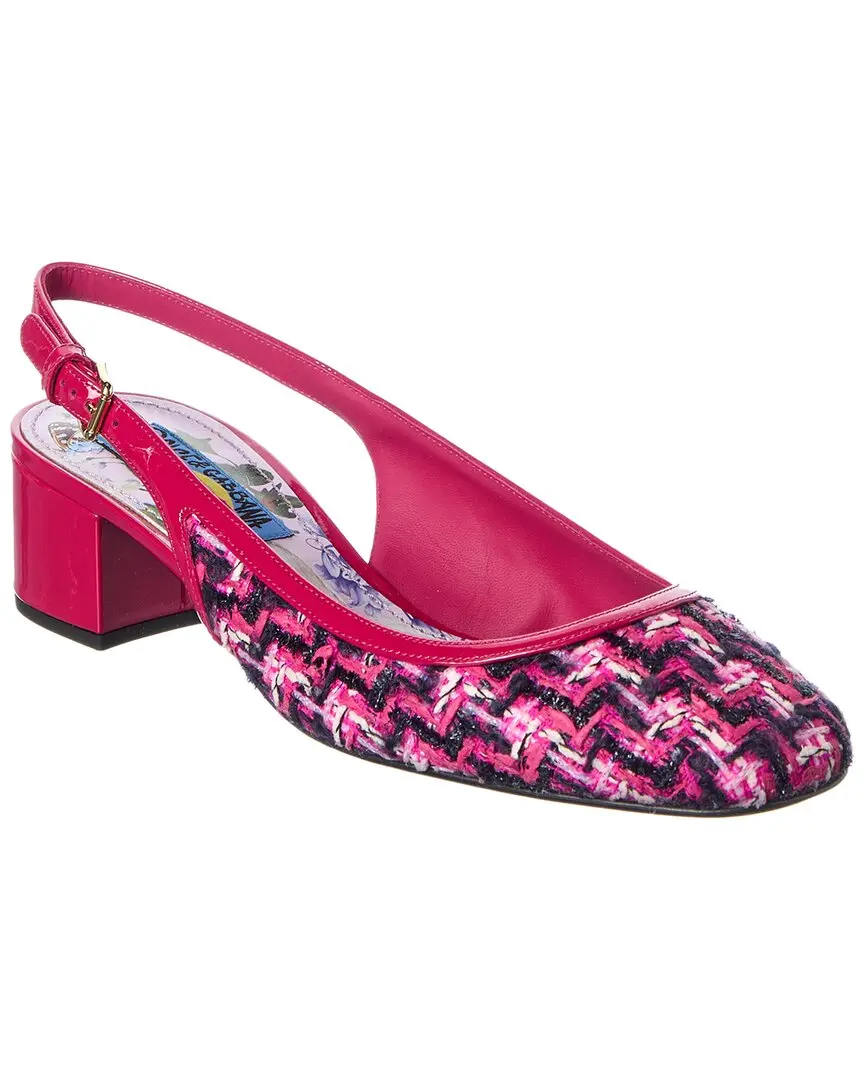 Dolce & Gabbana DG Logo 38 Tweed & Patent Slingback Pump