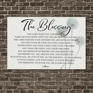 1pc Framed Canvas Poster - The Blessing Scripture & Lyrics - Christian Church, Home, Office Decor - Bible Verse Wall Art - Ready-to-Hang Spiritual Worship Decoration - Gift for Christians, Elegant Typography, Durable Artwork, Faithbased Gifts
