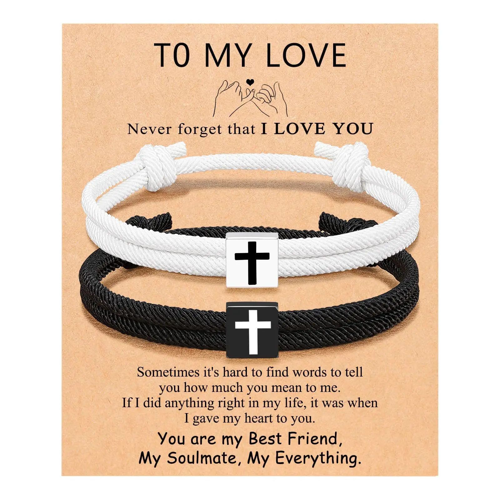 Black and white string cross bracelet+LO