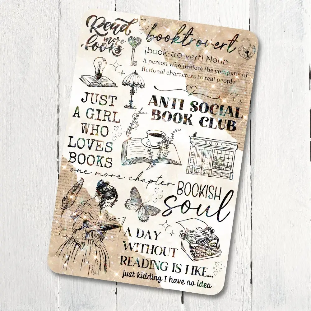 Neutral Boho Vintage Cottagecore Holographic Cardstock Clear Case Insert for Kindle | Romance Book Lover Gift | Bookish Stickers for Kindle | Kindle Decorating Accessories | Booktok Smartphone Aesthetic Cover | Torn Page