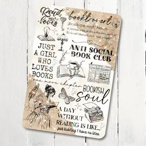 Neutral Boho Vintage Cottagecore Holographic Cardstock Clear Case Insert for Kindle | Romance Book Lover Gift | Bookish Stickers for Kindle | Kindle Decorating Accessories | Booktok Smartphone Aesthetic Cover