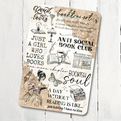 Neutral Boho Vintage Cottagecore Holographic Cardstock Clear Case Insert for Kindle | Romance Book Lover Gift | Bookish Stickers for Kindle | Kindle Decorating Accessories | Booktok Smartphone Aesthetic Cover | Torn Page