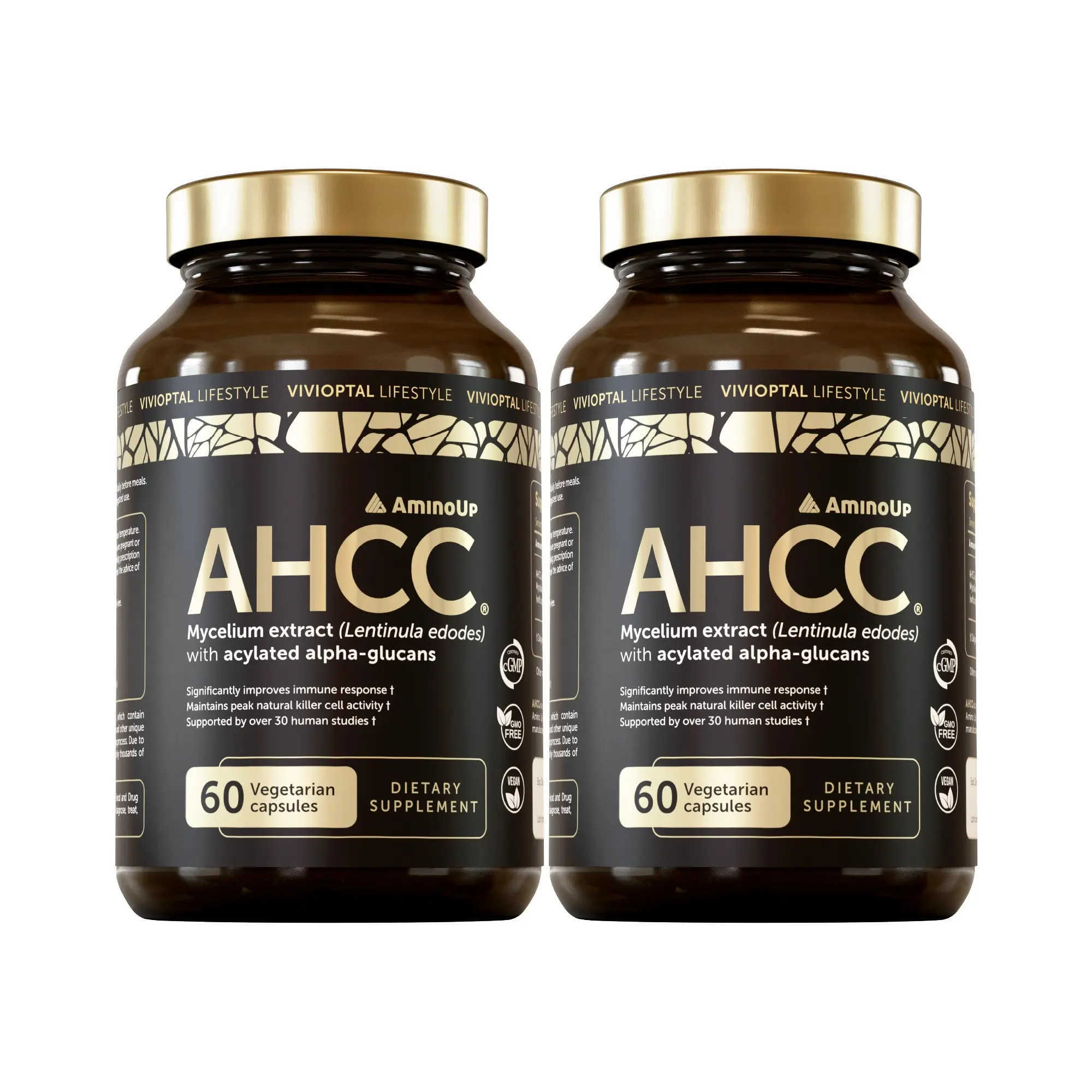 AHCC 2 PACK - Vivioptal Lifestyle, 60 Vegetarian Capsules, Japanese Formula