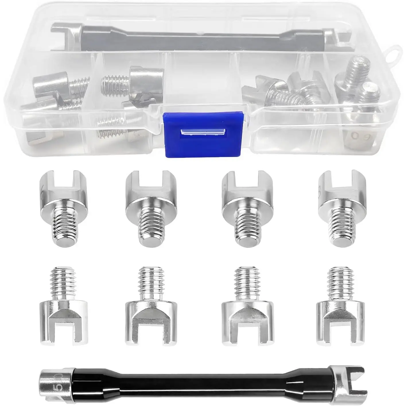 Spoke Wrench Set,  Spoke Wrench Repair Tool with 10-Size Interchangeable Heads, 5.0-6.8mm Adjustable Wheel Spoke Spanner Kit for  Dirt Bikes Motorbikes