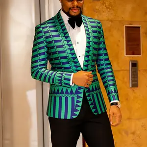 Men's black and white Green Coffee Brown Red striped printed jacket Blazer Printed Suit Jacket Slim Fit Dinner Sport Coat Blazers