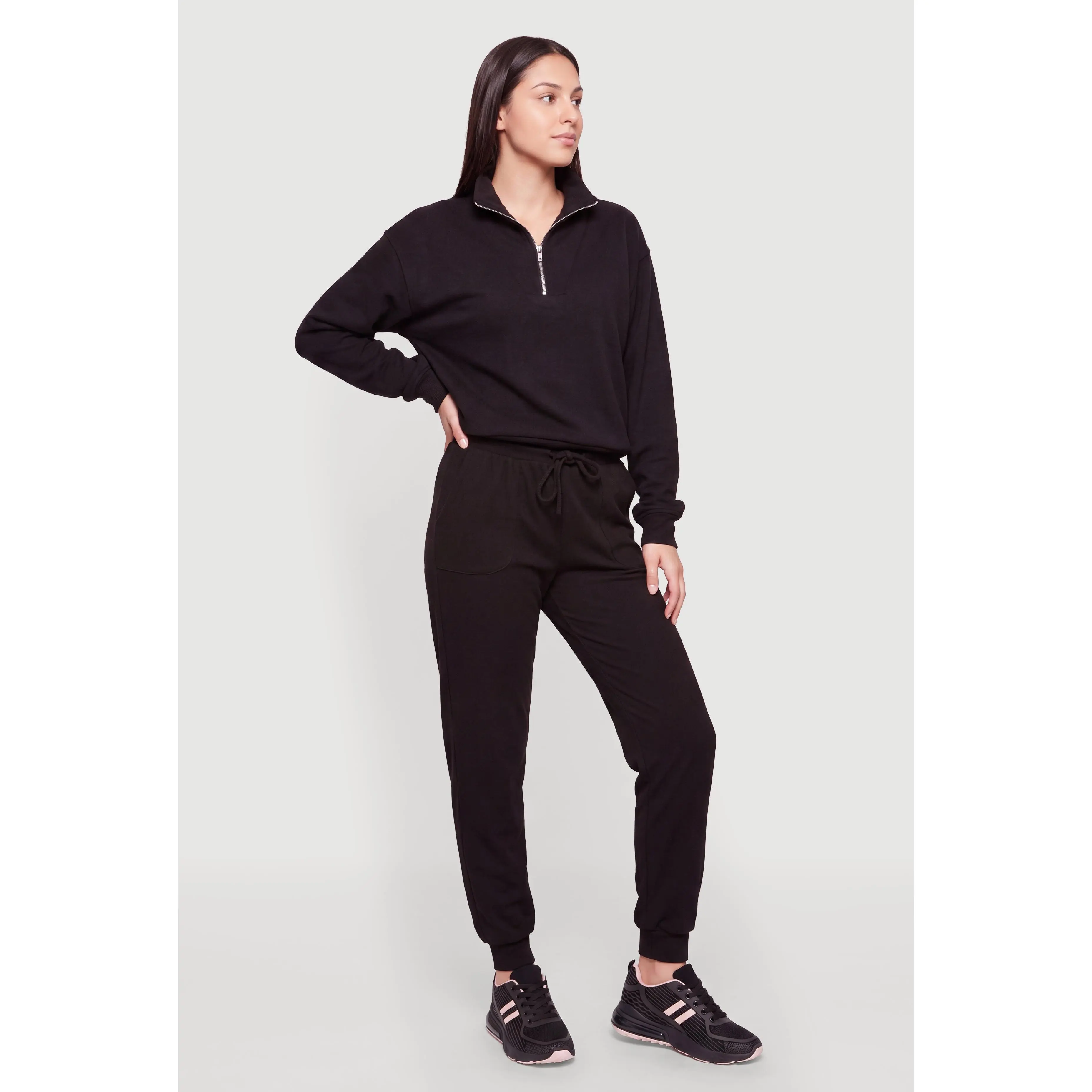 Brushed Ribbed Knit Drawstring Joggers