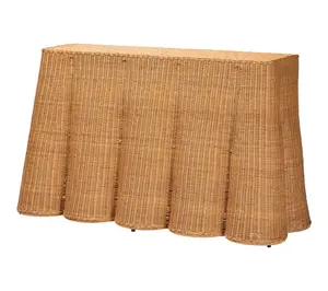 bali & pari Palm Honey Scallop Rattan Console Table
