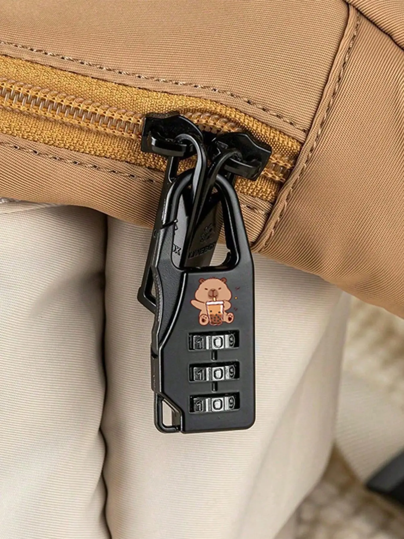 3-Digit Password Lock, Capybara Pattern Keyless Waterproof Hanging Padlock for Luggage Backpack Pencil Case, Cartoon Security Lock