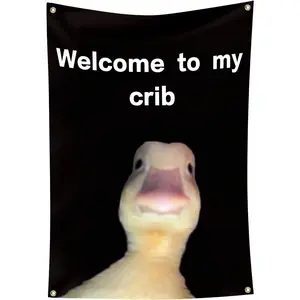 Welcome to My Crib Flag 2x3 Feet Funny Flags for Room Durable Man Cave Wall Flag with Brass Grommets for College Dorm Room Decor,Outdoor,Parties
