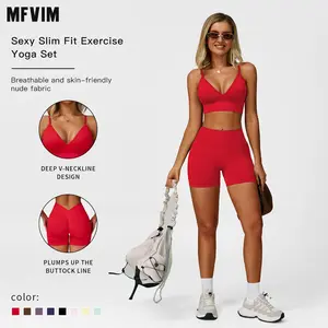 Two-Piece Set Women’s Solid Backless Camisole Tank Top & High Waisted Shorts Tracksuit Set, Sleeveless Spaghetti Strap Crop Top & Skinny Shorts, Ladies Sportswear for Indoor & Outdoor Wear, Gymwear