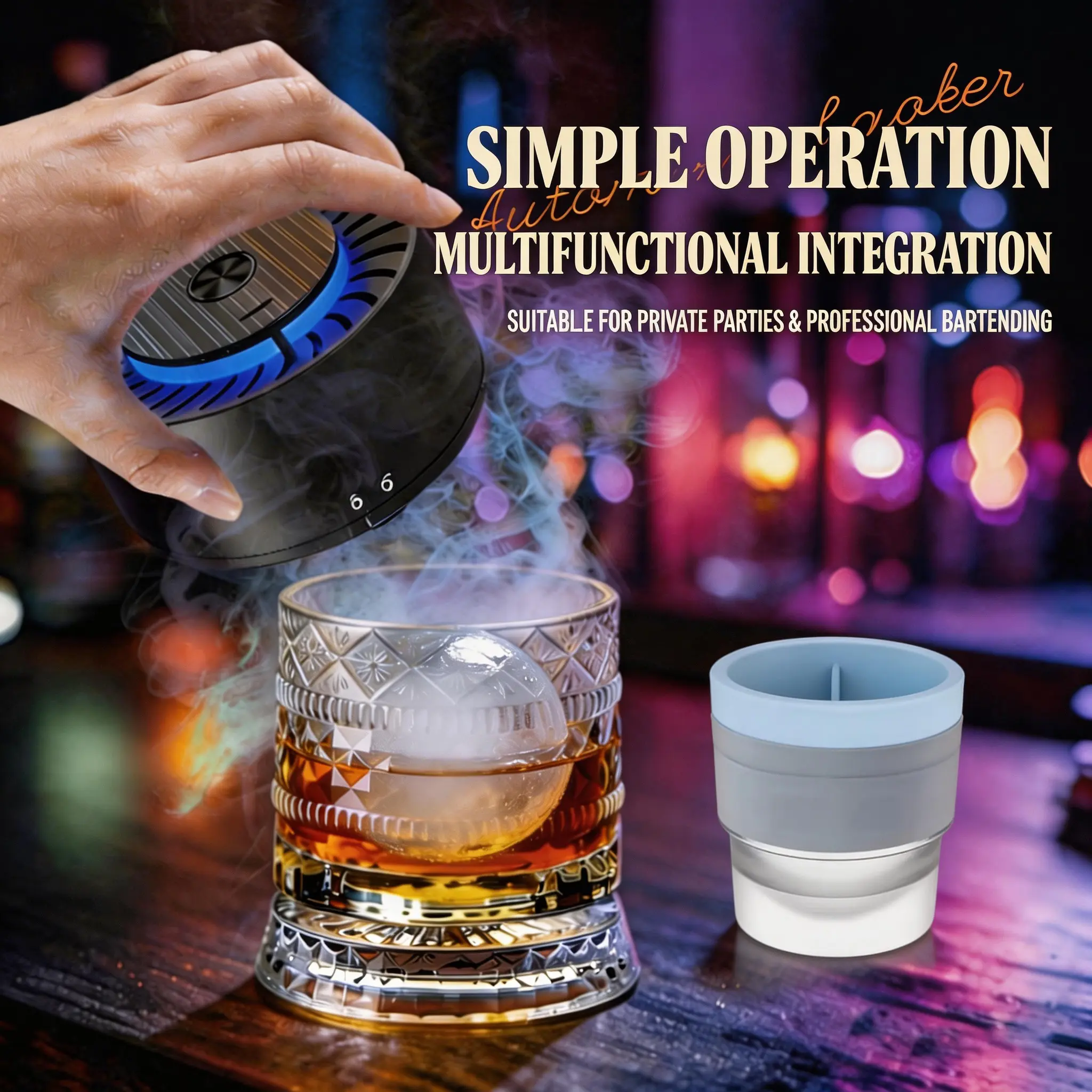 Portable Electric Whiskey Smoker Kit with Engraved Spinning Glasses, 2s Smoke Ignition, 6 Wood Chip Flavors, 2 Whiskey Glasses, Cleaning Utensils, USB Charger - Ideal Bar Accessory Gift Set for Men, Cocktails