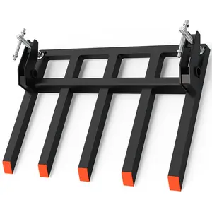 Heavy-Duty Clamp-On Pallet Forks for 48" Loader Bucket - 2500 lbs Capacity - Quick Attach Debris Forks Attachment for Tractors and Skid Steers