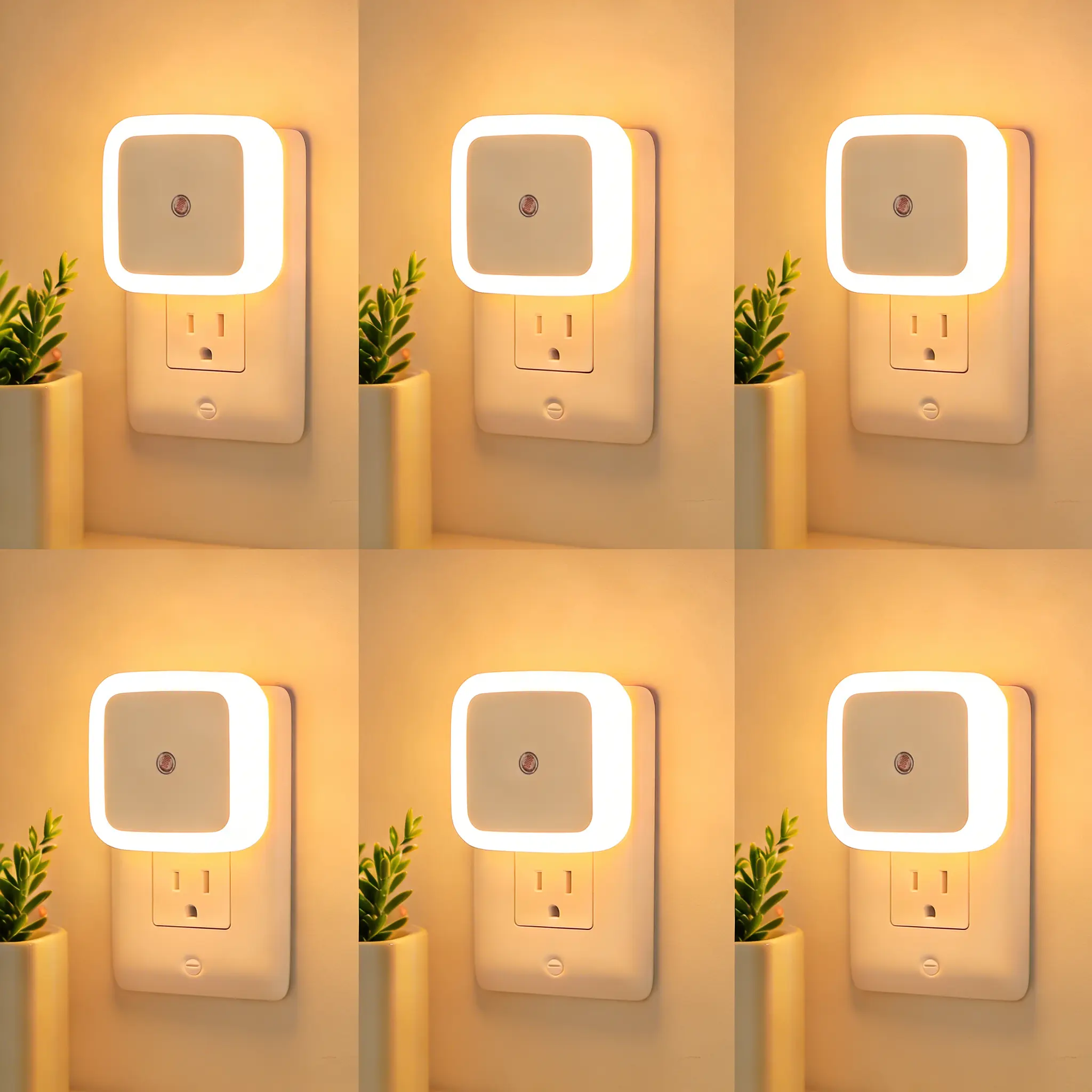 6-Pack Smart Night Light, Auto Dusk-to-Dawn Warm Interior LED Plug-in, Bedroom-Friendly Ambient Glow Home Goods, Ideal for Home Night Safety