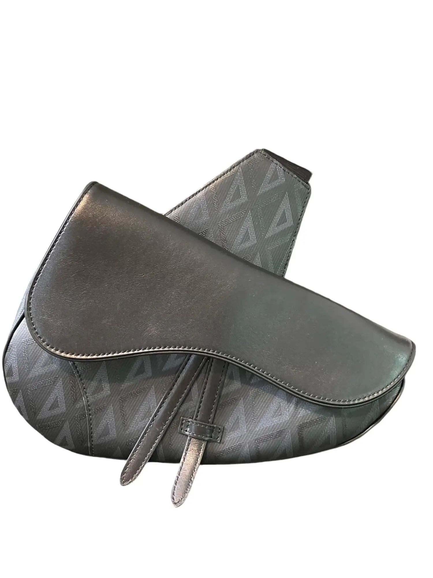 Pre-owned DIOR Leather and Canvass belt bags Saddle with Diamond Canvass