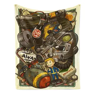 This radiation-themed printed flannel blanket features a retro game design, is lightweight and comfortable, and can be used in the bedroom, as a chair decoration, Halloween decoration, or as a soft flannel shawl.