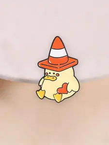 Cute Duck Enamel Pin, Fun Dumb Expression and Heart Shape Badge, Fashion Accessory, Gift for Friends, Unique Clothing Decoration