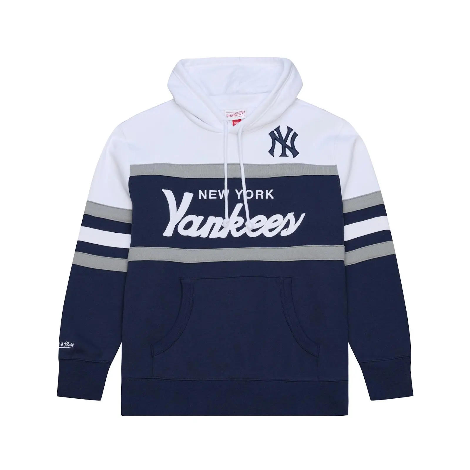 New York Yankees Navy Head Coach Hoodie MLB Throwback Sweatshirt Fleece Vintage Fan Gear Mitchell & Ness
