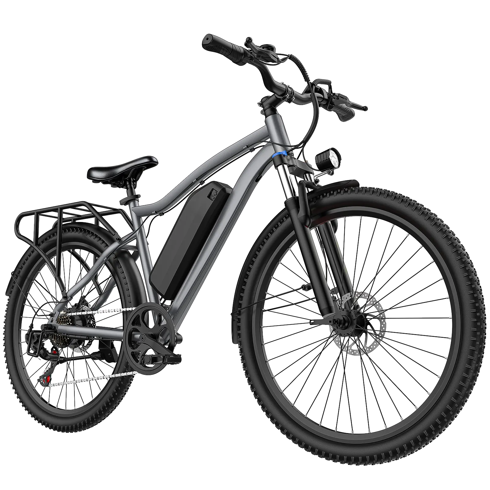 JX Adult Electric Bike  26-Inch 7-Speed Commuter E-Bike for Adults, 720W Peak Motor, 375Wh Removable Battery, 50 Mi Range, 25MPH Lightweight Frame, All Terrain Tires for Commuting & Mountain Biking, 50 Miles Range