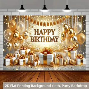 2D Flat 1pc Birthday Celebration Atmosphere Polyester Party Banner, 8x6 Feet – Versatile Decoration for Birthday Party Decorations, Festive Occasions, Yard, Studio, Home & Garden Events, Photography Backdrop, and Outdoor Celebrations
