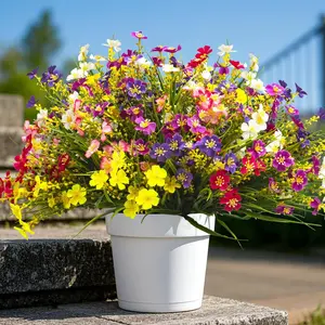 12 Bundles Artificial Faux Flowers Outdoor Plants for Autumn Summer Decoration,Fake Silk Realistic UV Resistant Decorative Floral Colorful Daisy for Outside Home Porch Patio Balcony Yard Decor