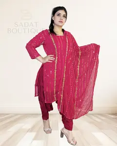 Radiant Red Sequin Salwar Kameez – Bold, Bright & Beautiful