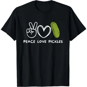 100% Cotton [100% Cotton] Peace, Love Pickles Retro Pickles Lover Food Lover T-Shirt
