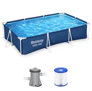 Bestway Steel Pro 9.8 ft x 6.6 ft x 26 in Rectangular Above Ground Swimming Pool Set