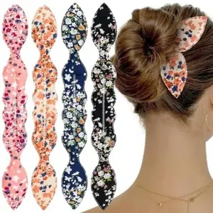 4-Piece Flexible Hair Bun Maker Set, French Twist Bunny Ear & Floral Styling Tools, 2-in-1 Hair Tie Decor, Quick Easy Updo Accessories for Women & Girls,summervibes