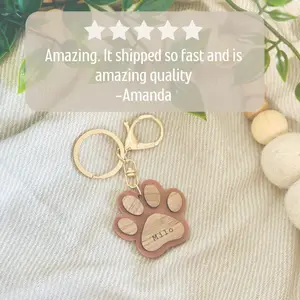 Custom Engraved Dog Paw Print Keychain | Personalized Pet Name Gift | Custom Dog or Keychain | Pet Keychain | Pet Memorial | Minimalist |